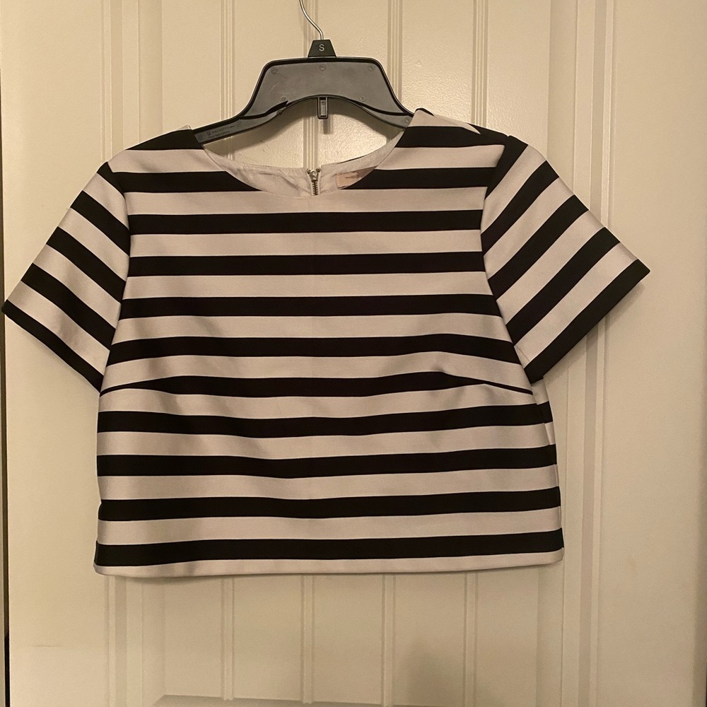 Forever 21 Black and White Striped Crop Top